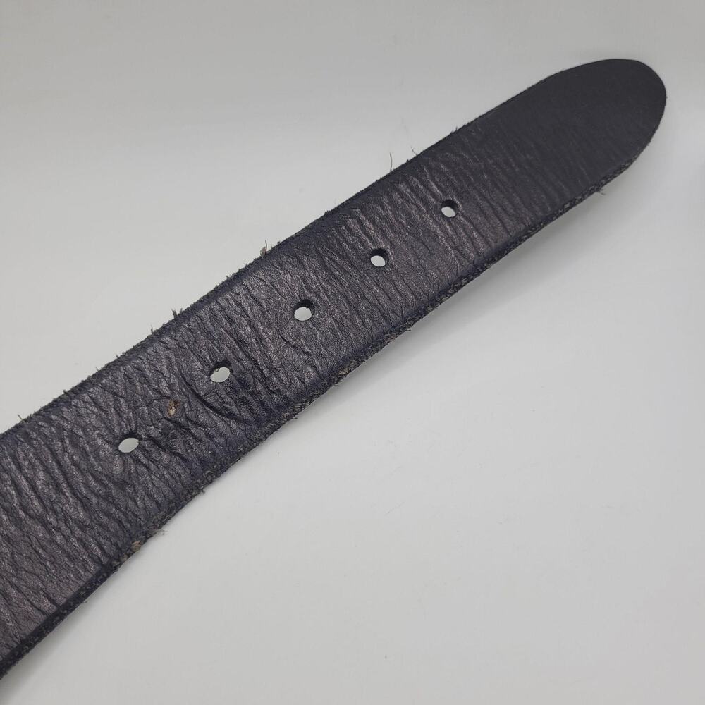 Fossil Belt Womens Medium Black Leather Wide Wood Metal Buckle Boho Statement - Picture 5 of 9
